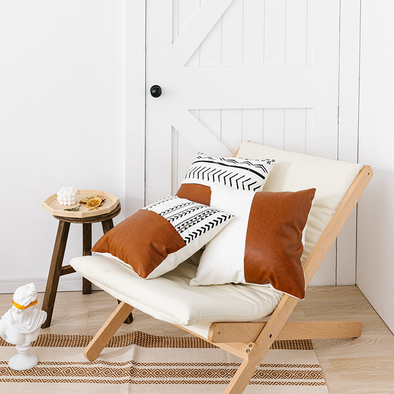 Canvas With Faux Leather Throw Pillow Covers