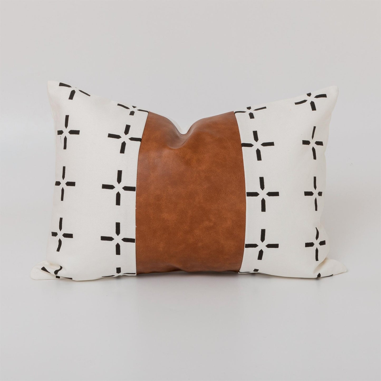 Canvas With Faux Leather Throw Pillow Covers
