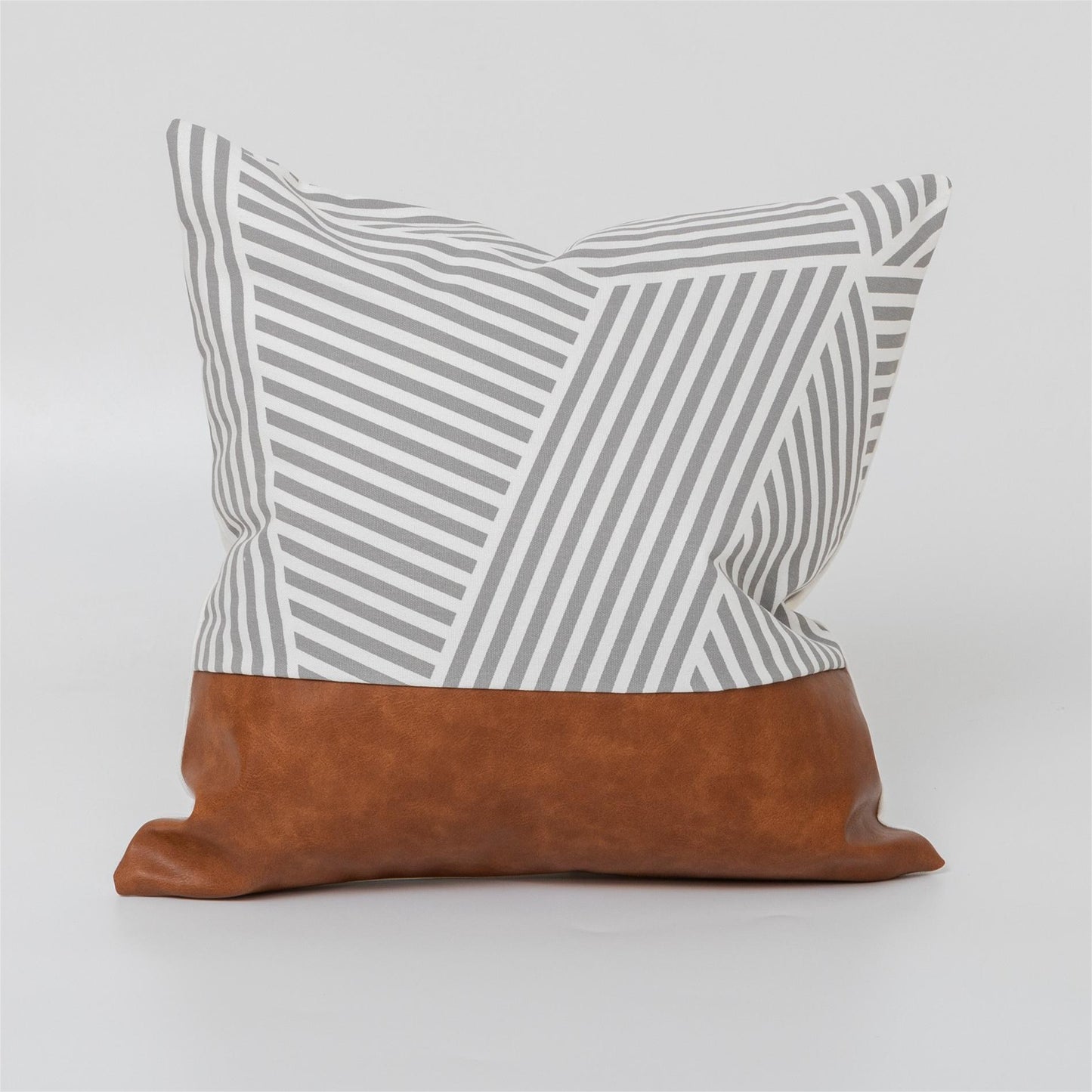 Canvas With Faux Leather Throw Pillow Covers