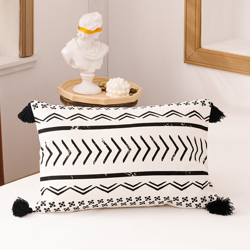 Canvas With Faux Leather Throw Pillow Covers