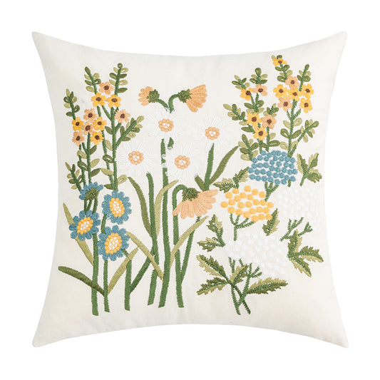 Botanical Flower Embroidered Pillow Covers