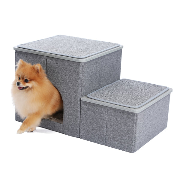 Dog Steps for High Beds with Storage Box (Gray)