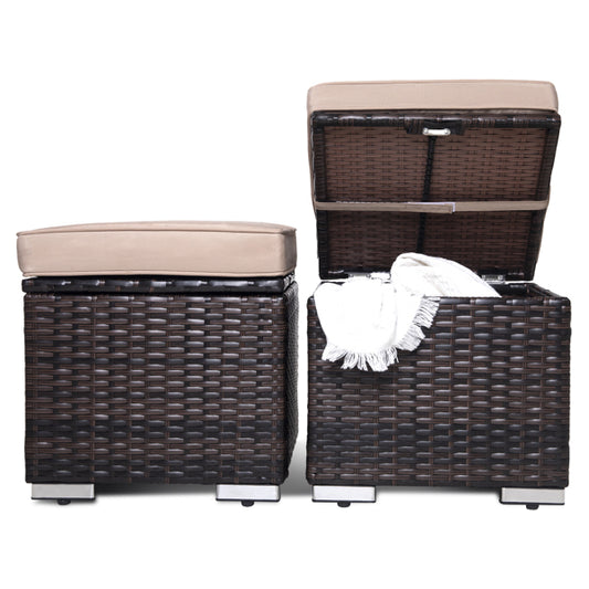 Wicker Deck Storage Box with Cushion (Brown)