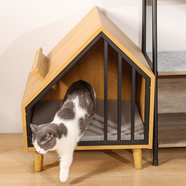 Wooden Cat House Condo Bed