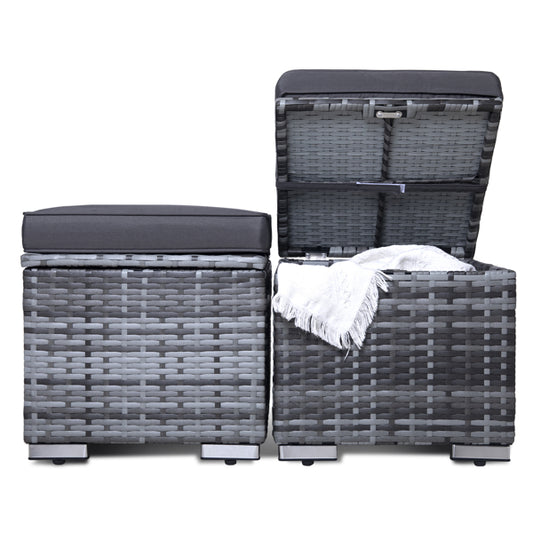 Wicker Deck Storage Box with Cushion (Gray)