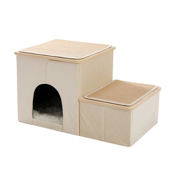 Dog Steps for High Beds with Storage Box (Beige)