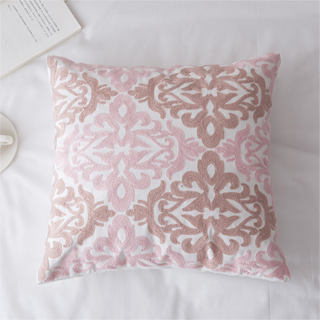 Rosy Brown Embroidered Throw Pillow Covers