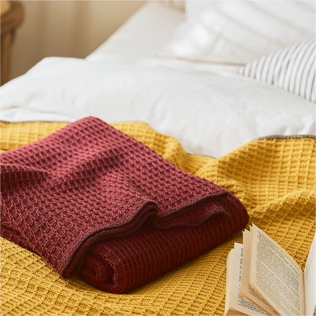 Waffle Knitted Throw Blanket