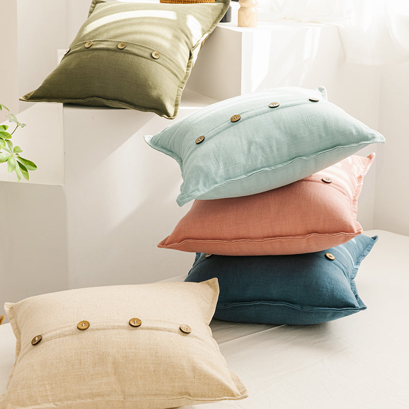 Cotton/Linen Blended Coco Button Pillow Covers