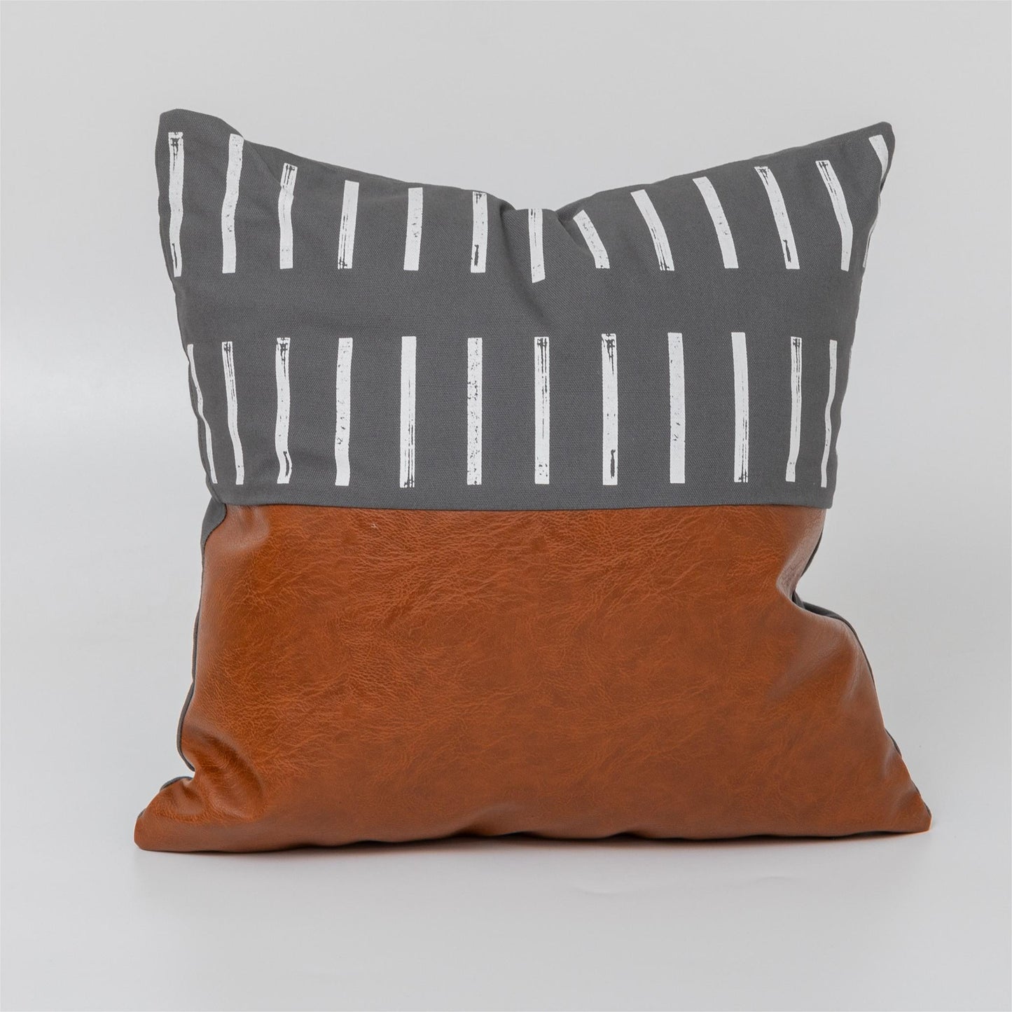 Canvas With Faux Leather Throw Pillow Covers