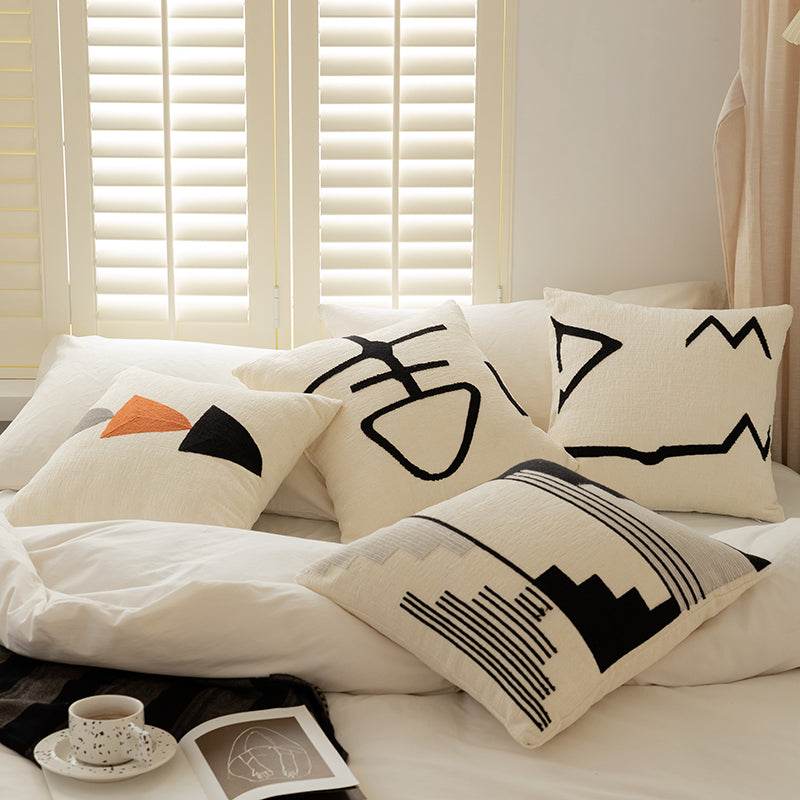 Chenille Modern Embroidered Pillow Covers