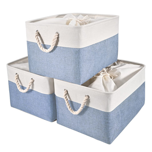 Foldable Storage Bin with Handles-Set of 3