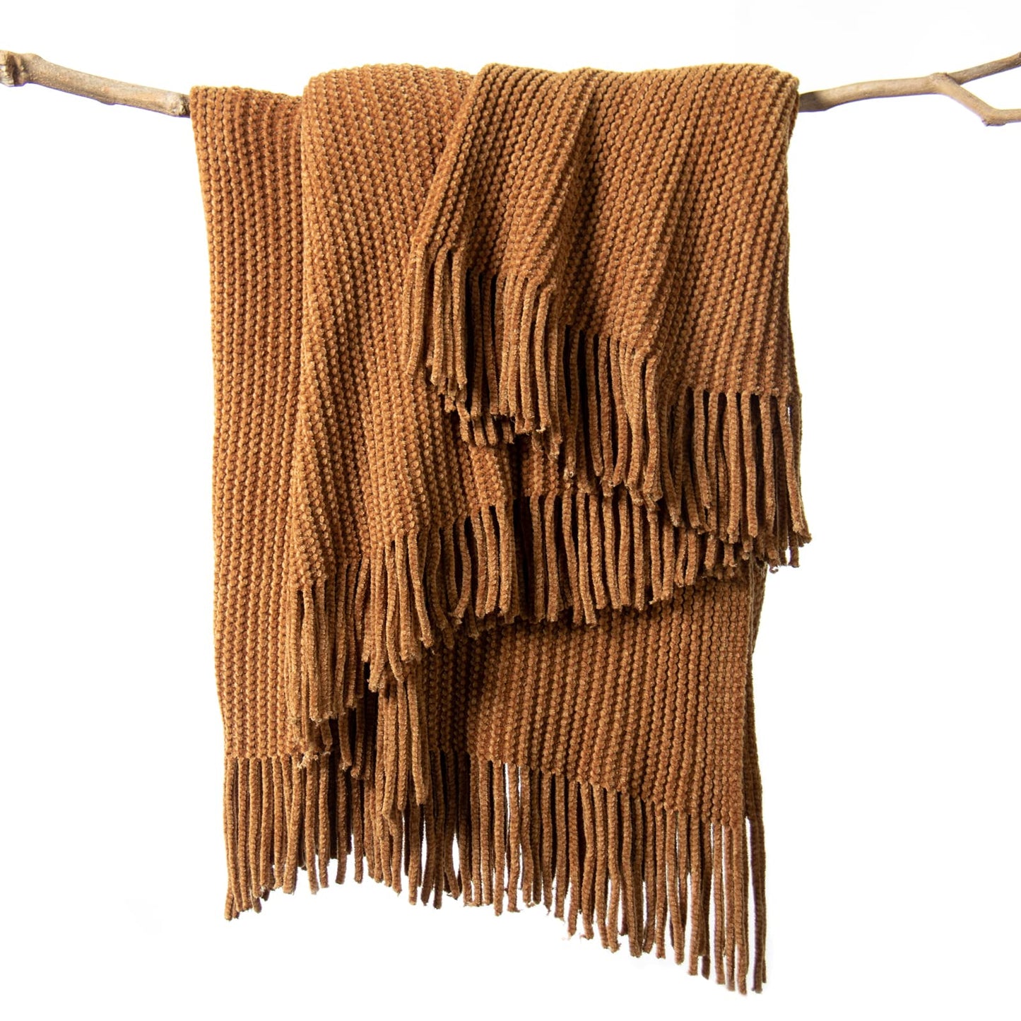 Chenille Knitted Tassel Throw Blanket