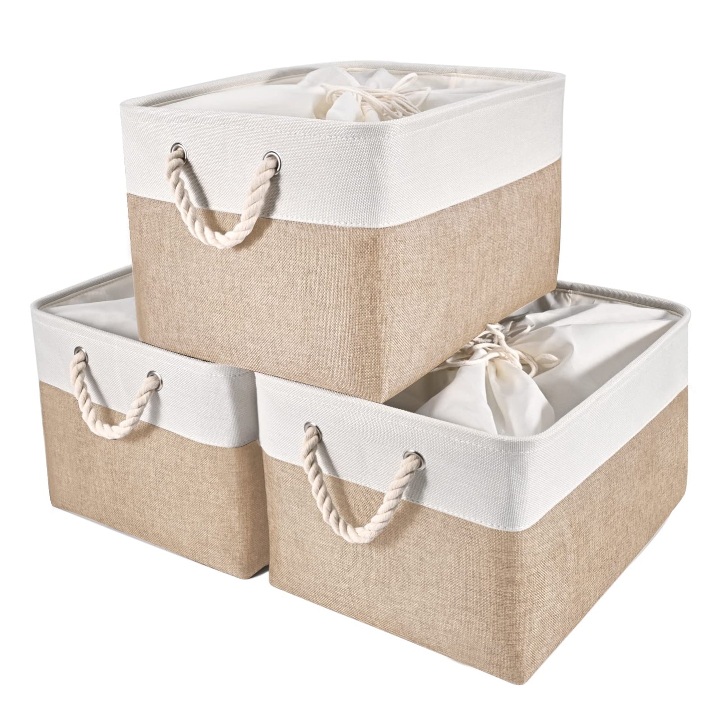 Foldable Storage Bin with Handles-Set of 3