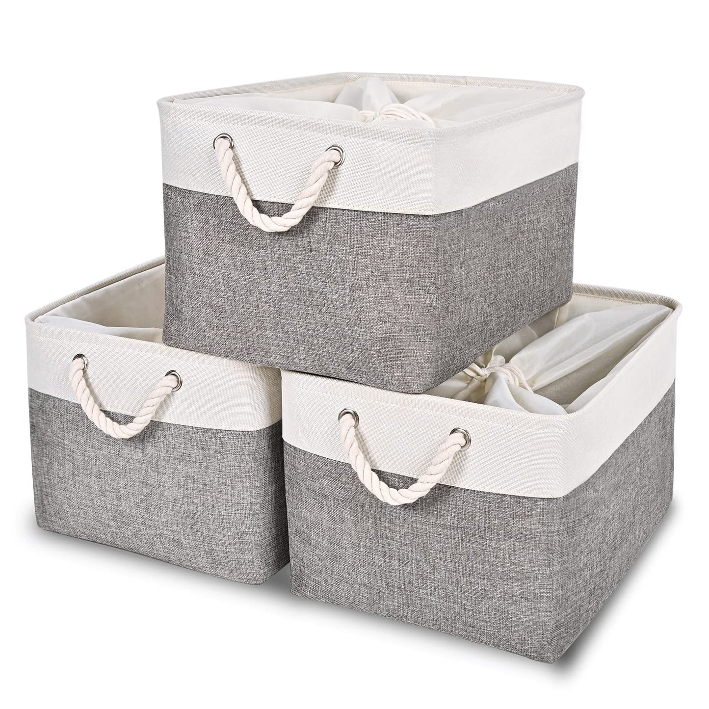 Foldable Storage Bin with Handles-Set of 3