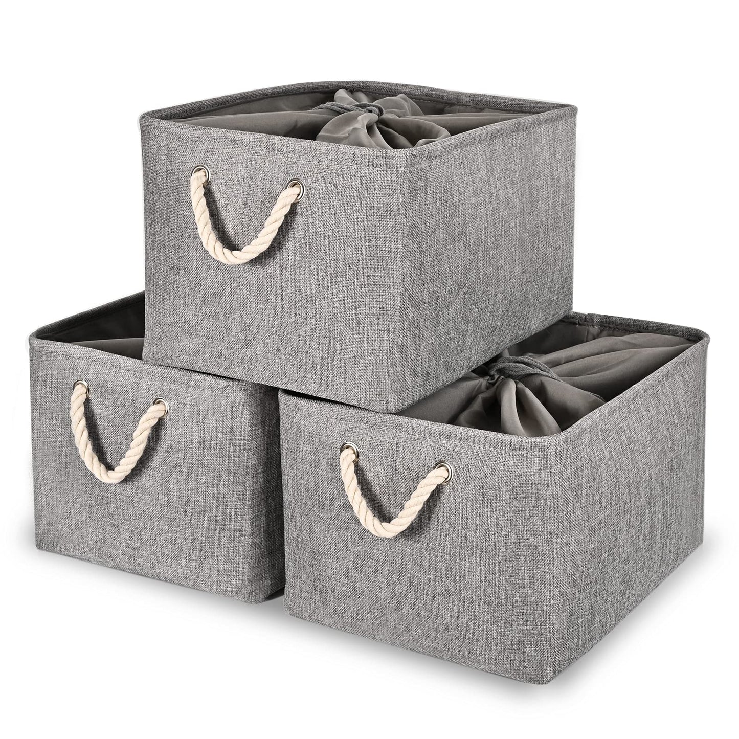 Foldable Storage Bin with Handles-Set of 3