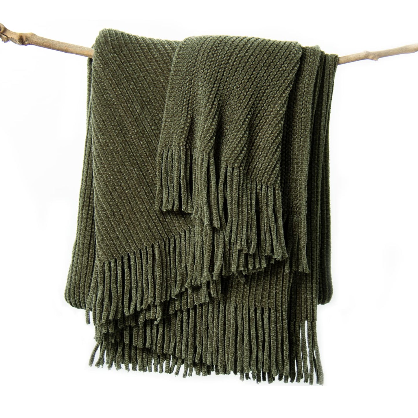 Chenille Knitted Tassel Throw Blanket